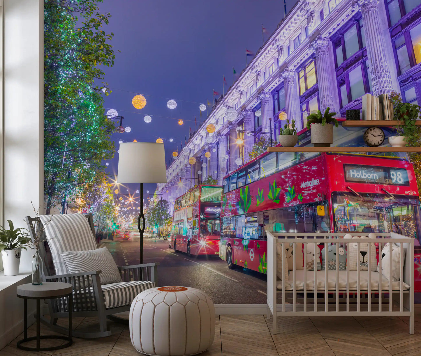 Festliches Londoner Straßenbild als Wandbild