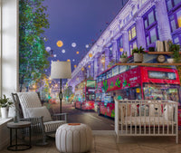 Festliches Londoner Straßenbild als Wandbild
