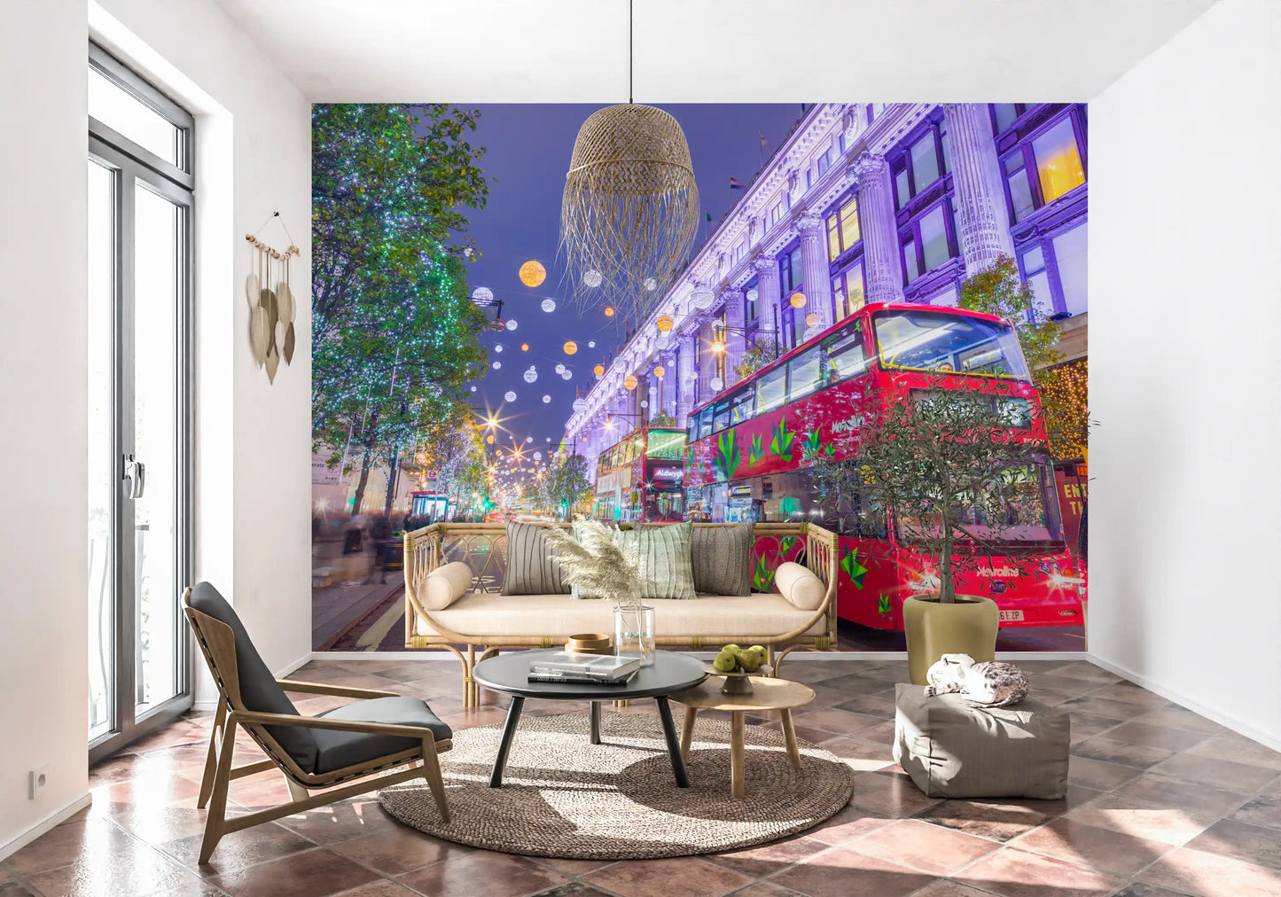 Festliches Londoner Straßenbild als Wandbild