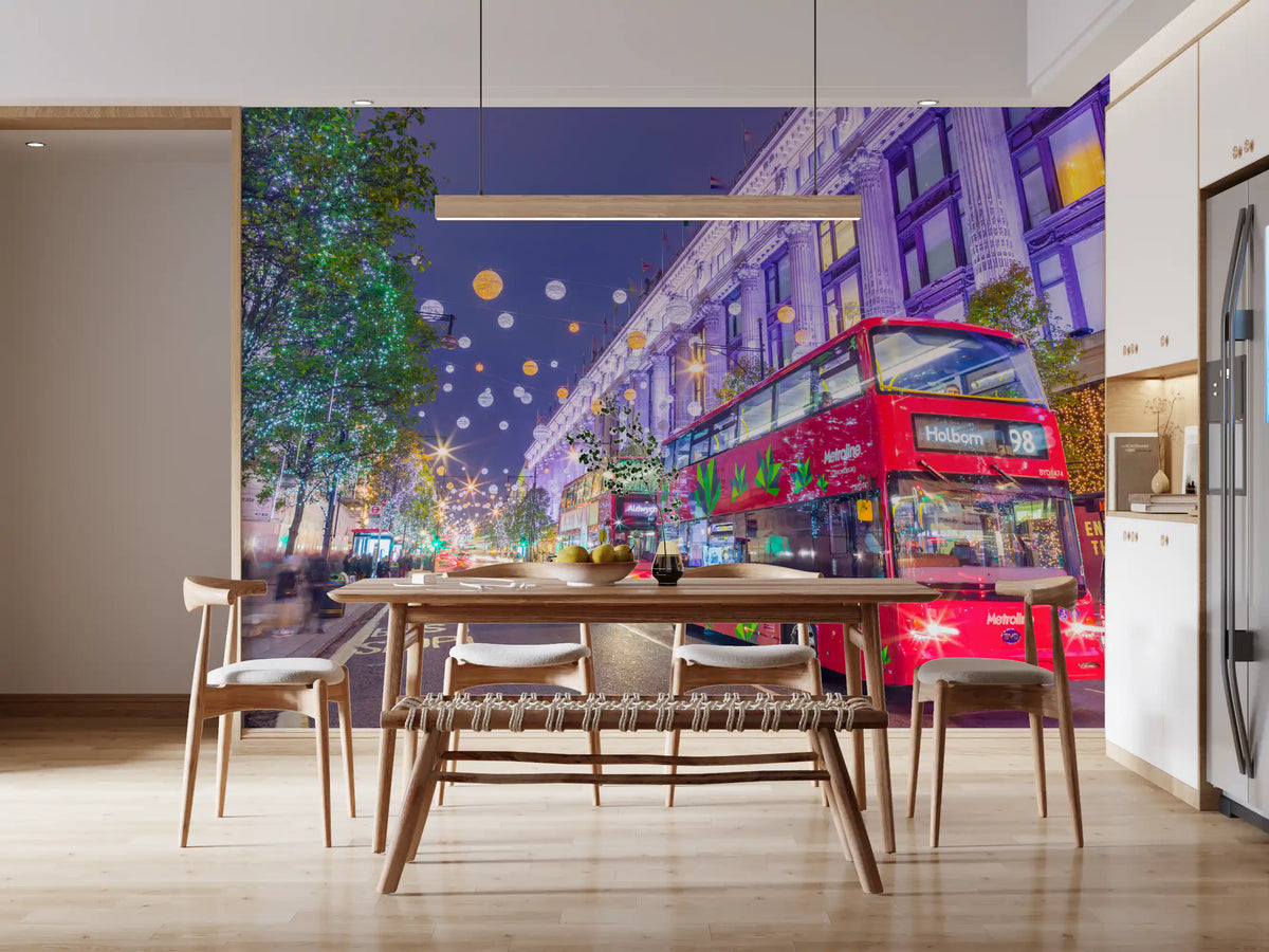 Festliches Londoner Straßenbild als Wandbild