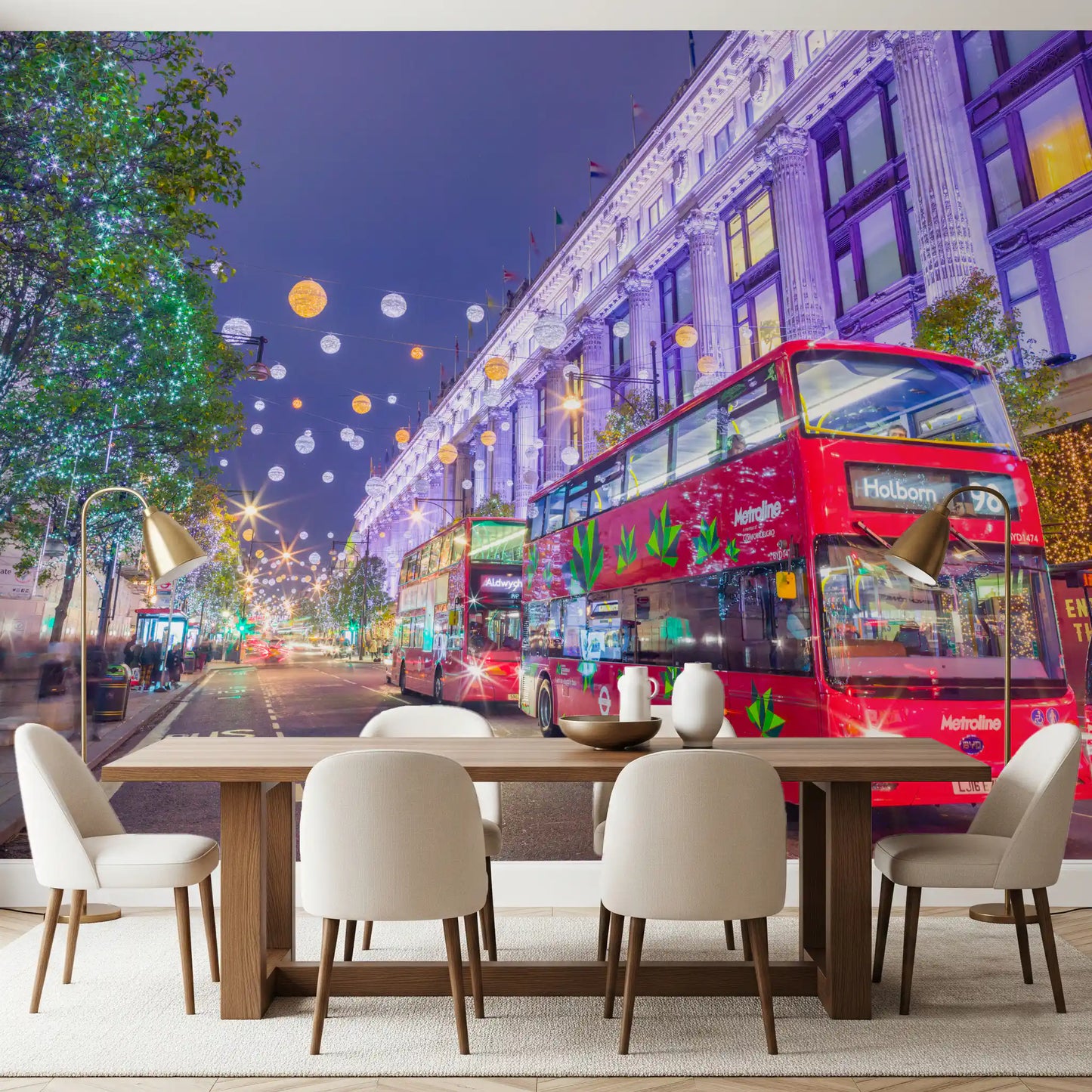 Festliches Londoner Straßenbild als Wandbild