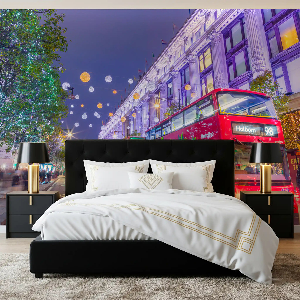 Festliches Londoner Straßenbild als Wandbild