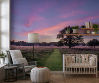 Wandbild „Abendliche Feldlandschaft am Horizont“