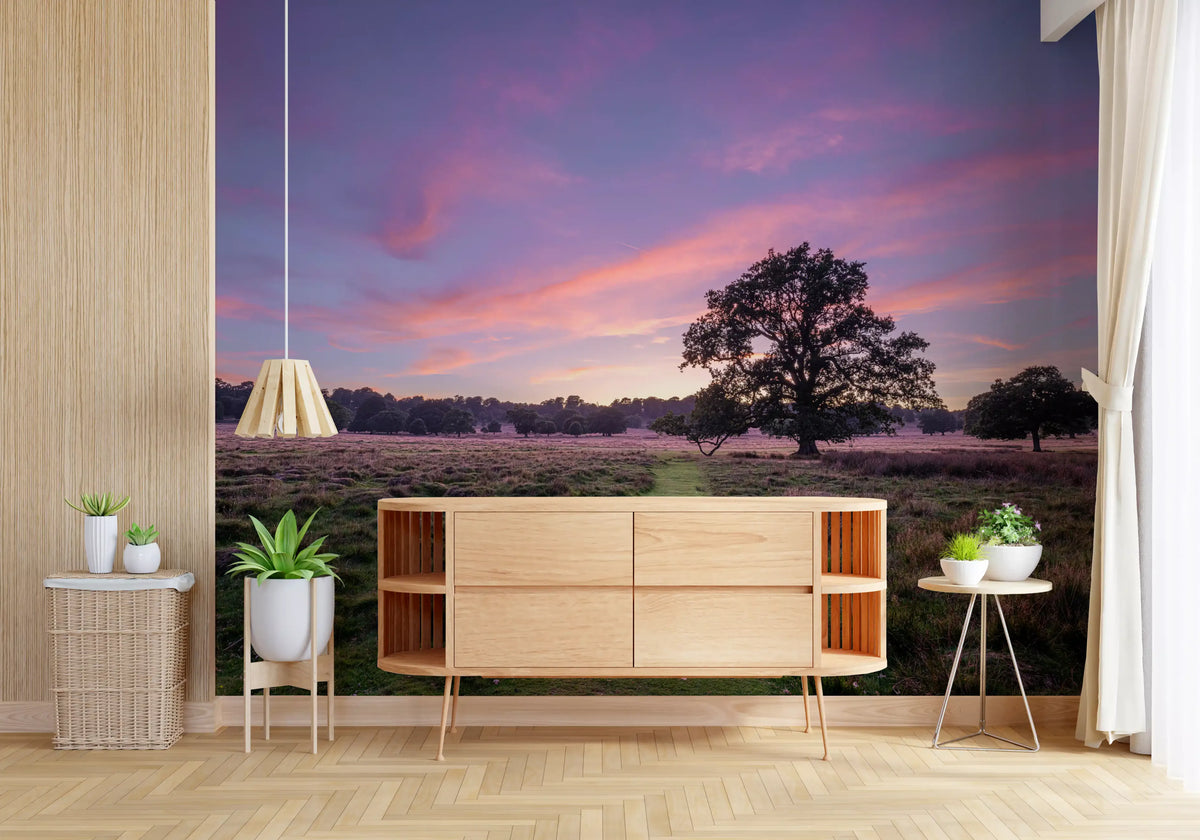 Wandbild „Abendliche Feldlandschaft am Horizont“