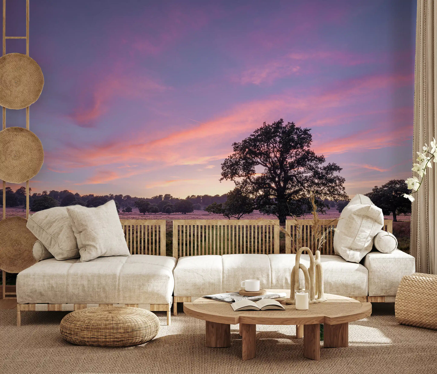 Wandbild „Abendliche Feldlandschaft am Horizont“