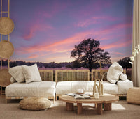 Wandbild „Abendliche Feldlandschaft am Horizont“