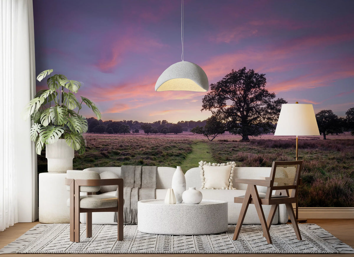 Wandbild „Abendliche Feldlandschaft am Horizont“