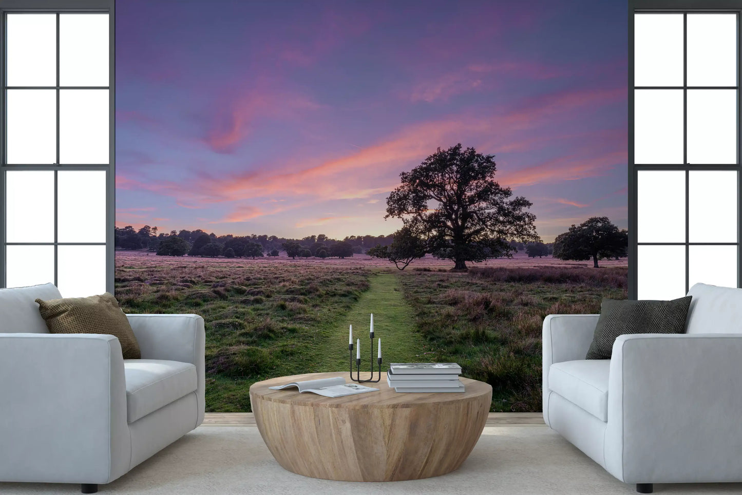 Wandbild „Abendliche Feldlandschaft am Horizont“