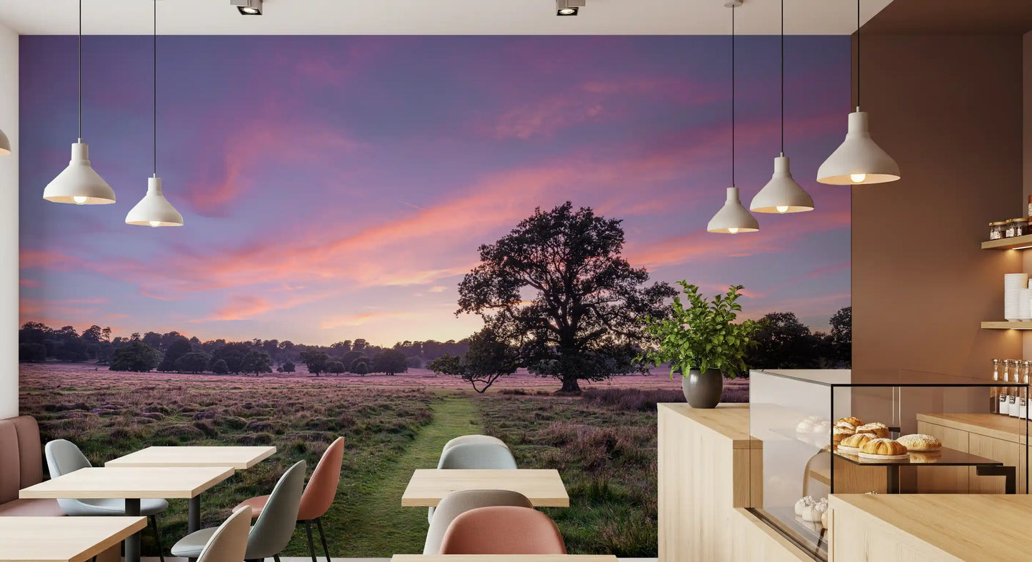 Wandbild „Abendliche Feldlandschaft am Horizont“