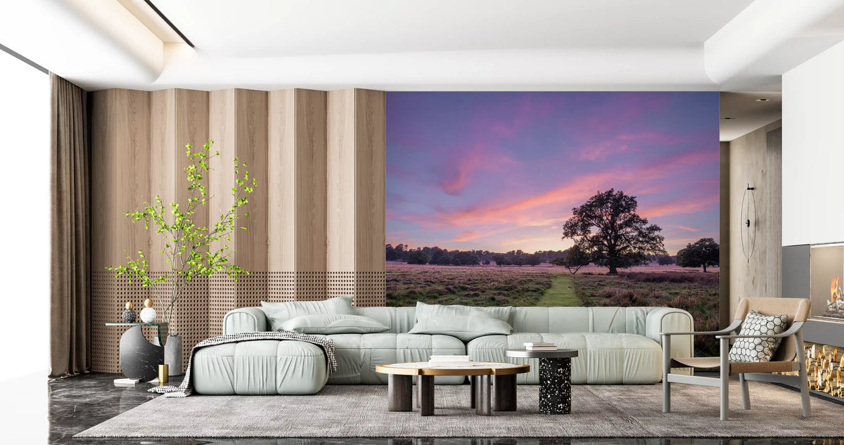 Wandbild „Abendliche Feldlandschaft am Horizont“