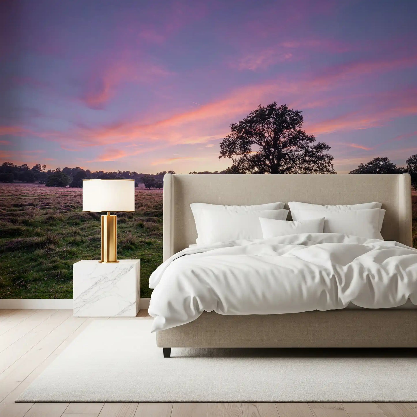Wandbild „Abendliche Feldlandschaft am Horizont“