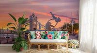 Fresque murale « Fontaine du soir au Tower Bridge »