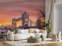 Fresque murale « Fontaine du soir au Tower Bridge »
