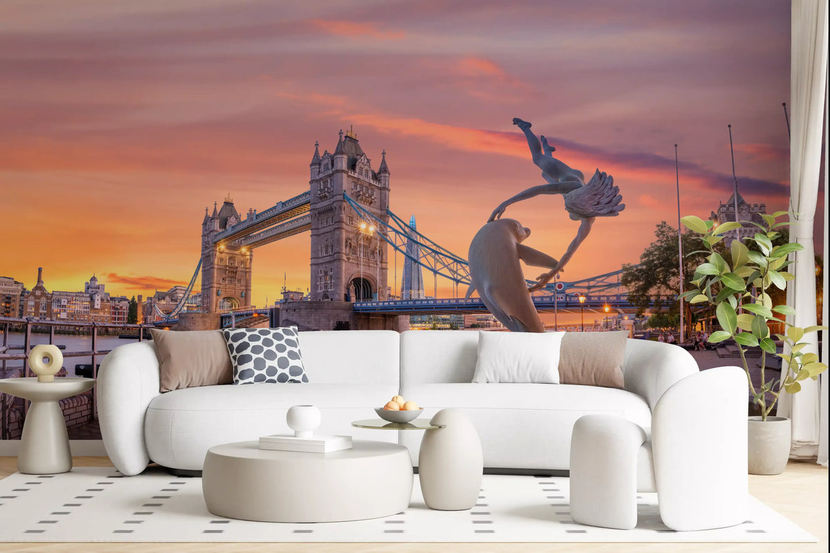Fresque murale « Fontaine du soir au Tower Bridge »
