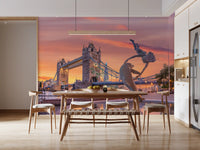 Fresque murale « Fontaine du soir au Tower Bridge »