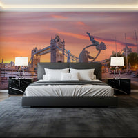 Fresque murale « Fontaine du soir au Tower Bridge »