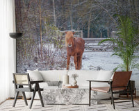 Rustikales Winter-Waldpony-Wandbild
