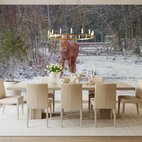 Rustikales Winter-Waldpony-Wandbild