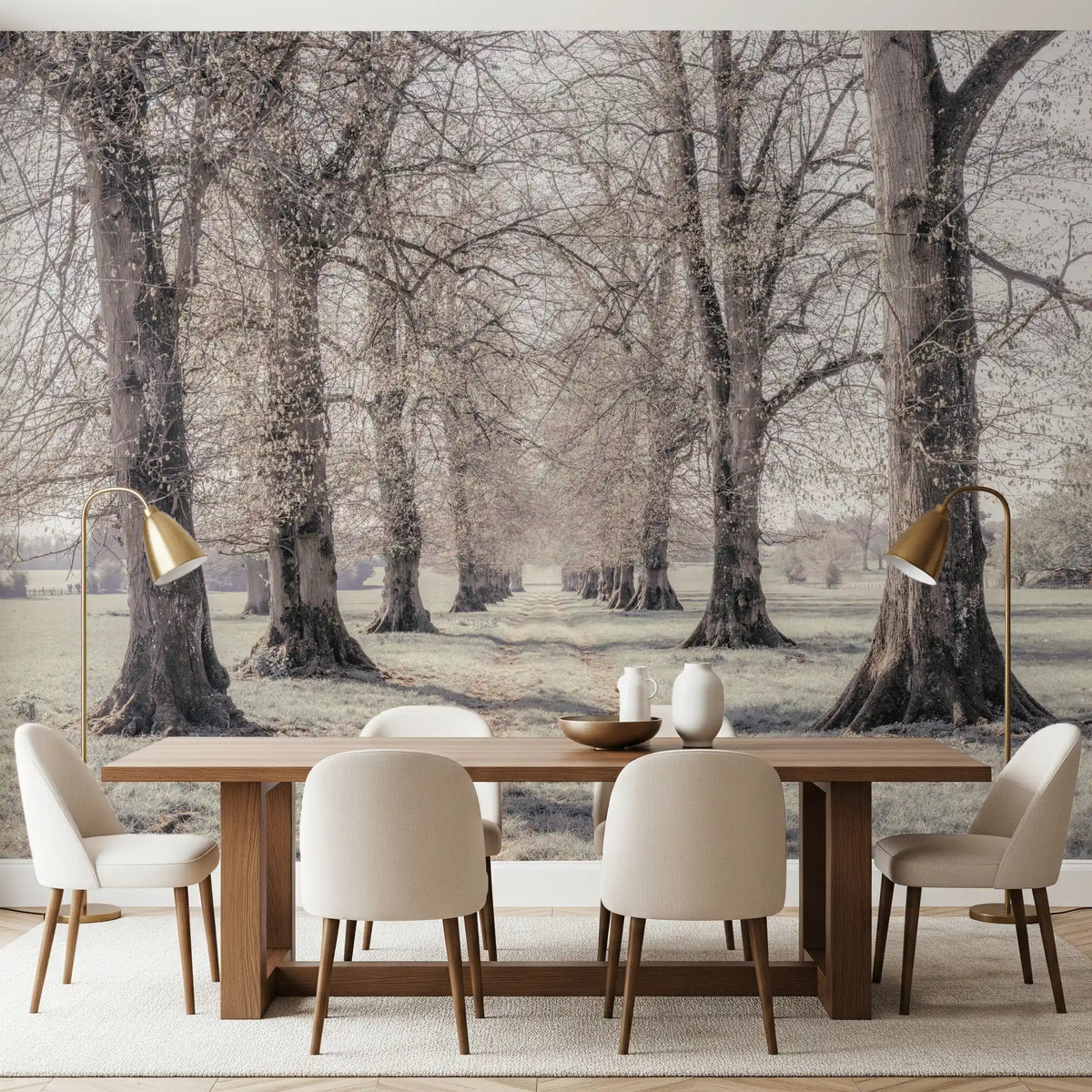Rustikales Winterhain-Wandbild mit Perspektive