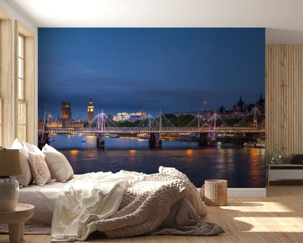 Fresque murale « Lumières du soir sur la Tamise »