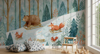 Wandbild „Winterwald-Freunde: Rodelabenteuer“