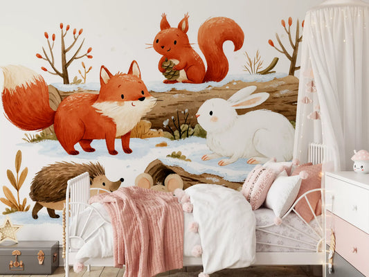 Wandbild „Winterliche Waldfreunde“