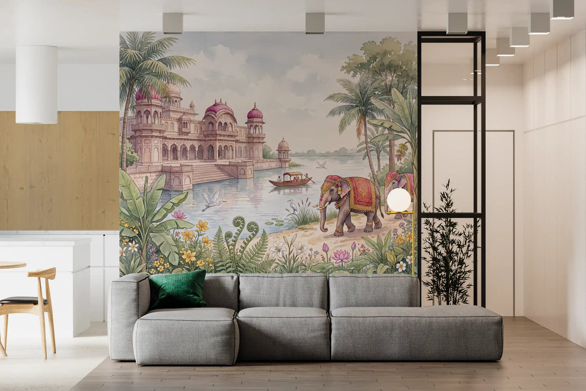Mural de pared El jardín de elefantes del maharajá