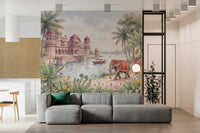 Mural de pared El jardín de elefantes del maharajá