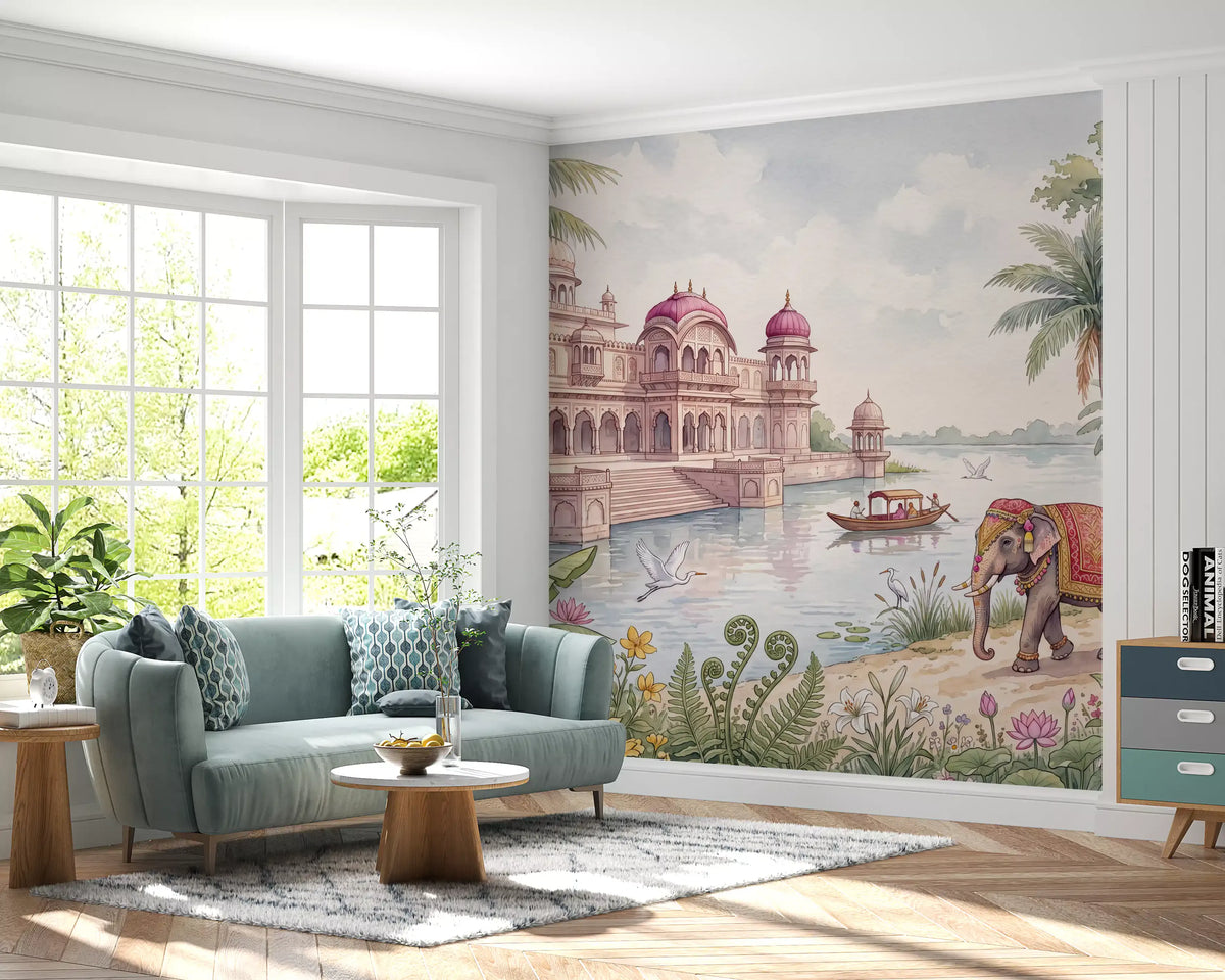 Mural de pared El jardín de elefantes del maharajá