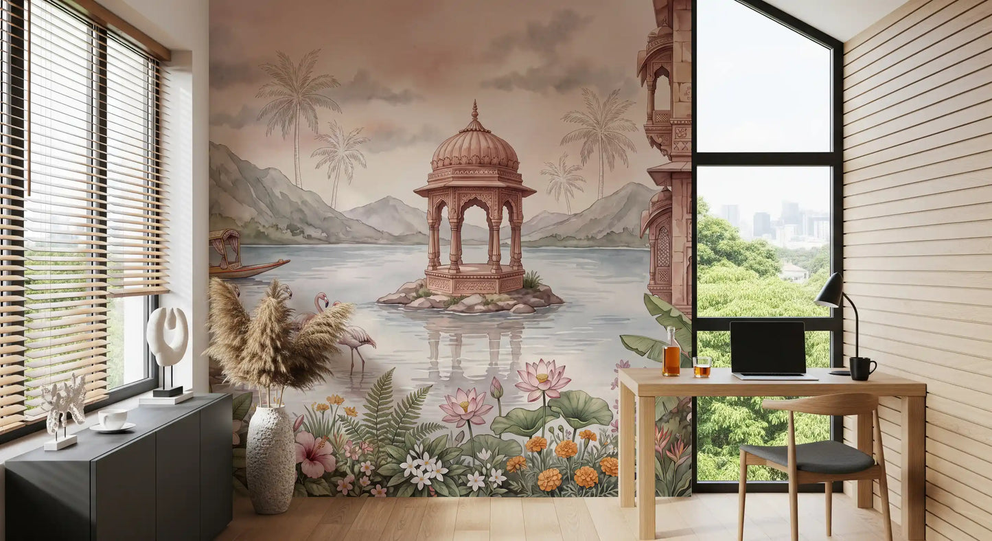Wandgemälde „Pavillon am Flamingosee“