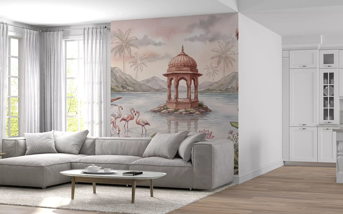 Wandgemälde „Pavillon am Flamingosee“
