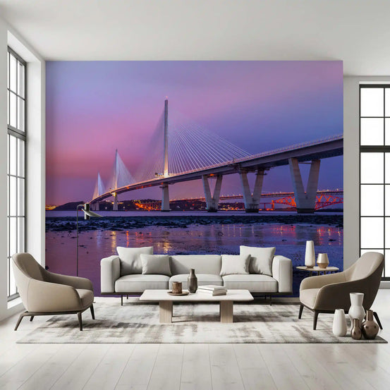 Wandbild „Panorama der Forth Bridge in der Dämmerung“