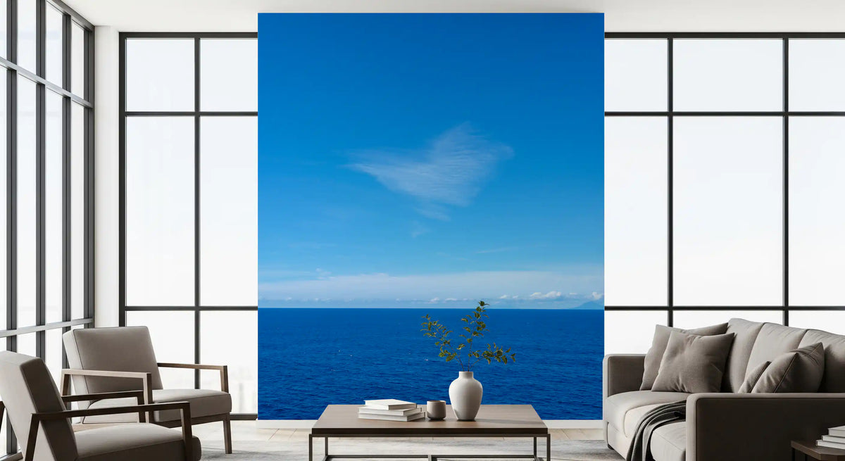 Minimalistisches Wandbild mit azurblauem Himmel und Meerblick