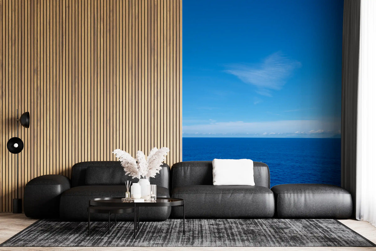 Minimalistisches Wandbild mit azurblauem Himmel und Meerblick