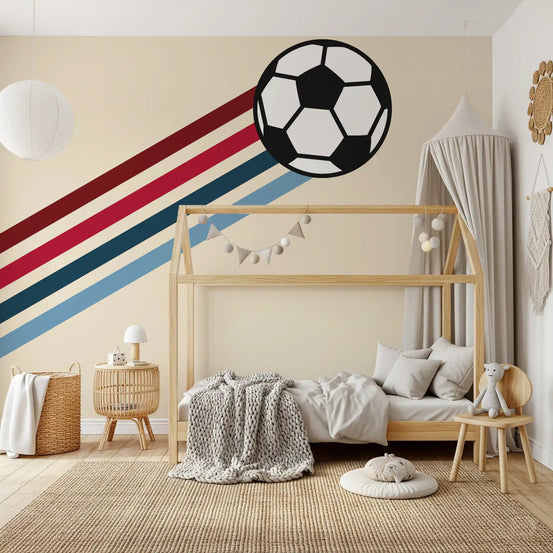 Minimalistische Wandtapete mit Retro-Fußballstreifen