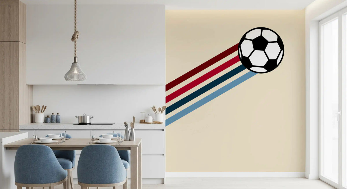 Minimalistische Wandtapete mit Retro-Fußballstreifen