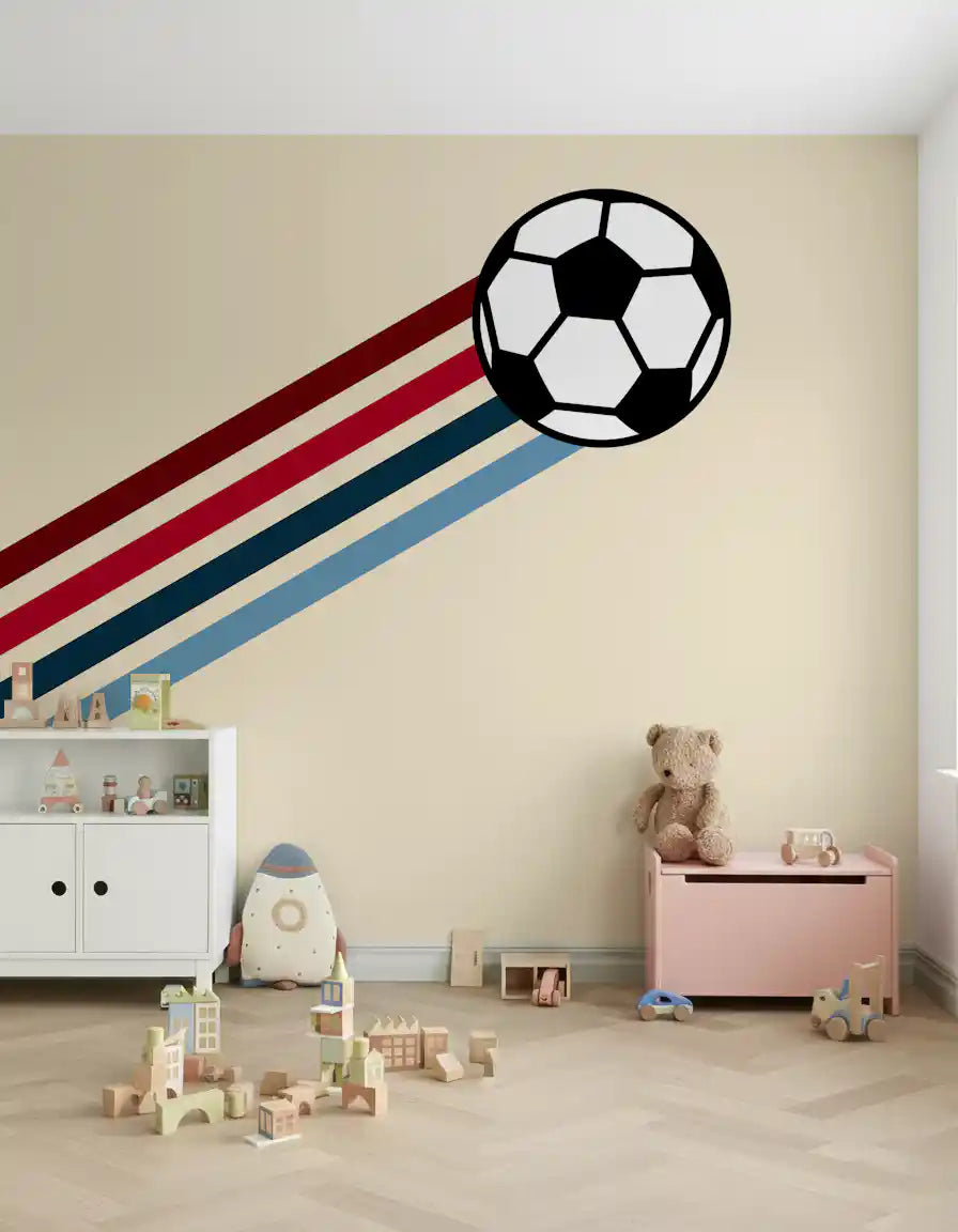 Minimalistische Wandtapete mit Retro-Fußballstreifen