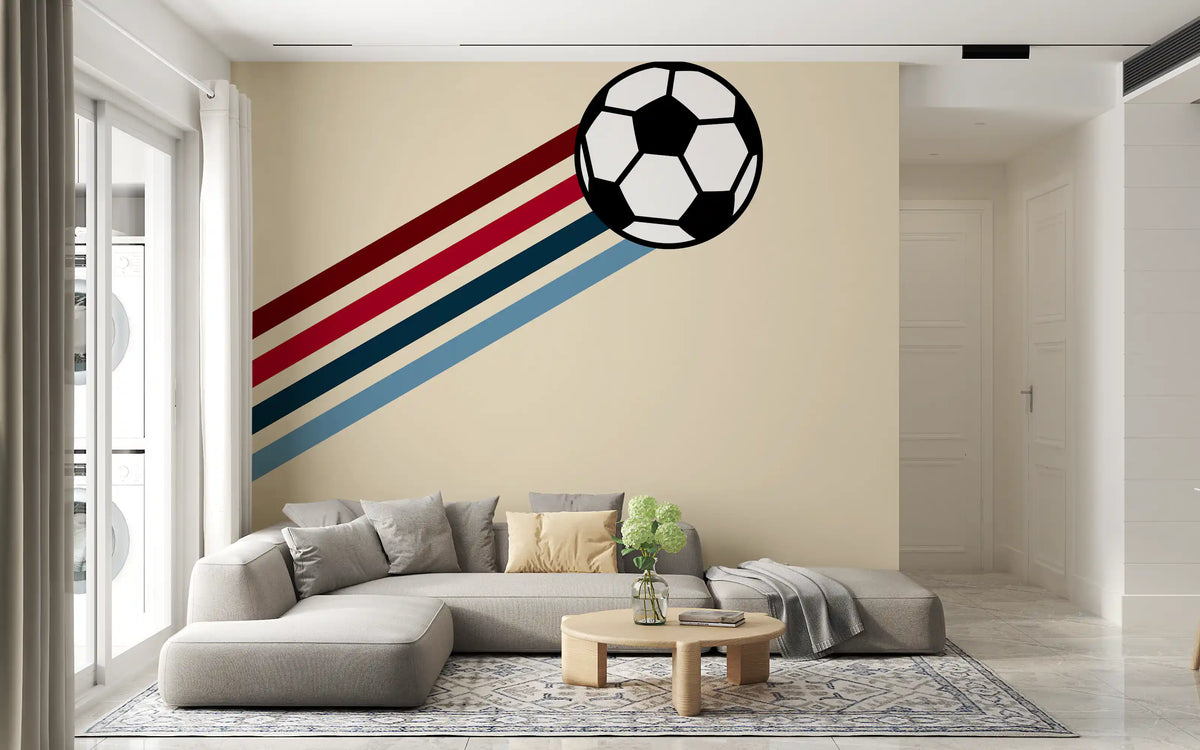Minimalistische Wandtapete mit Retro-Fußballstreifen