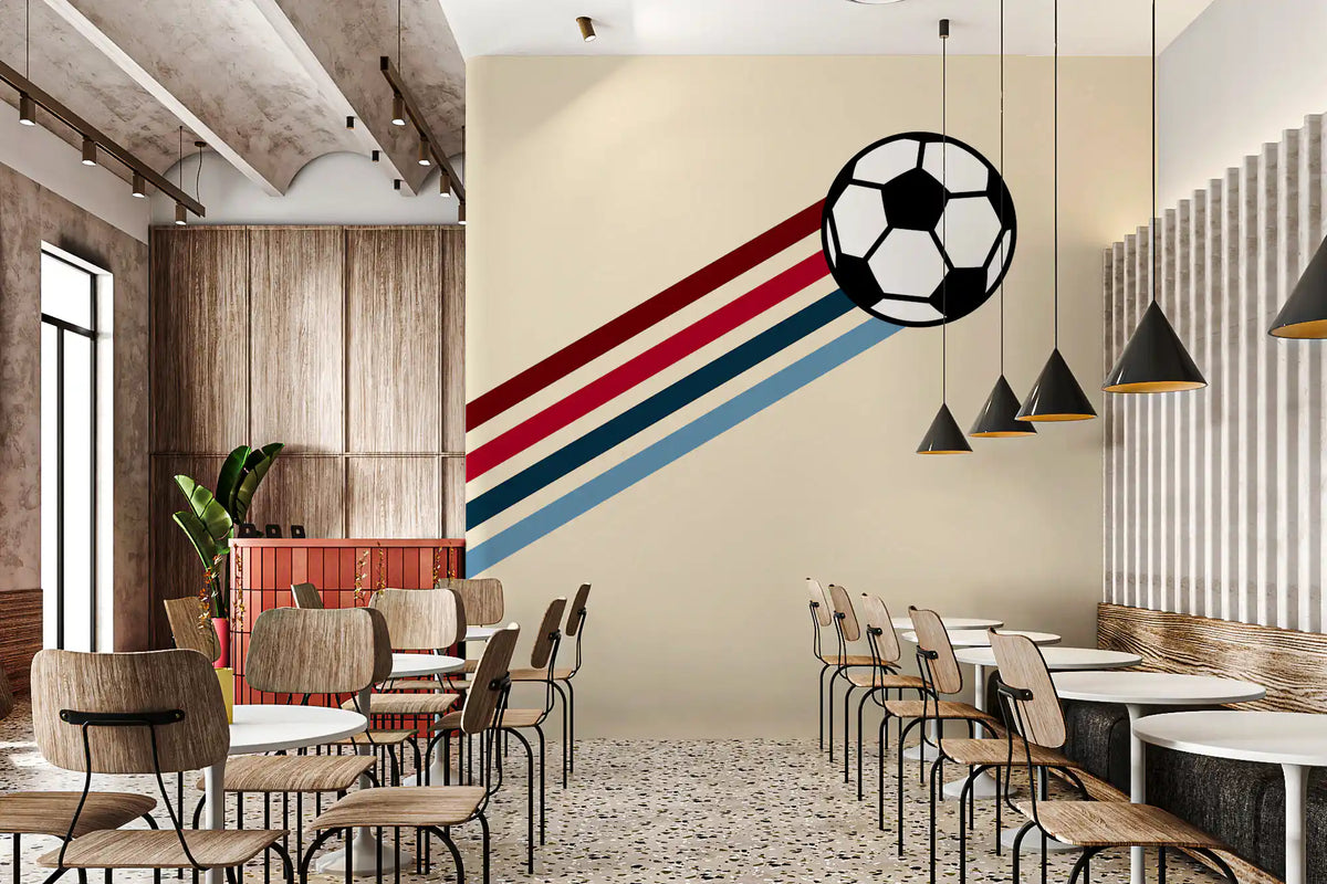 Minimalistische Wandtapete mit Retro-Fußballstreifen