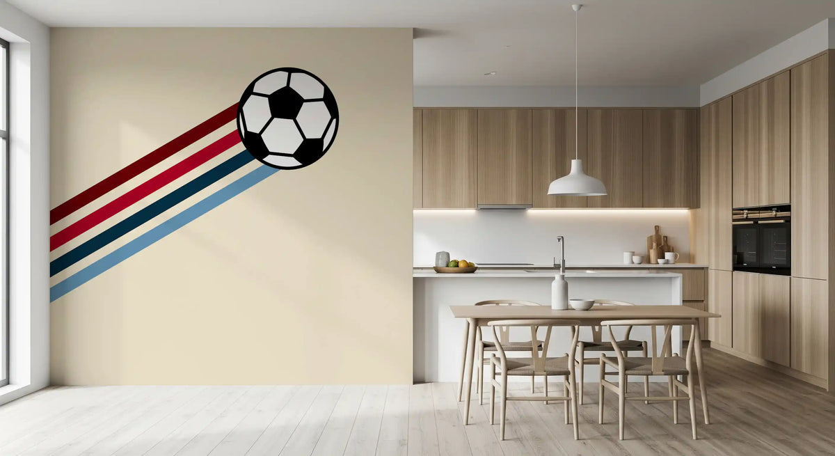 Minimalistische Wandtapete mit Retro-Fußballstreifen