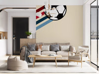 Minimalistische Wandtapete mit Retro-Fußballstreifen