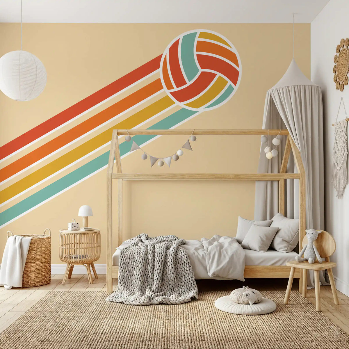 Retro-Volleyball-Wandbild