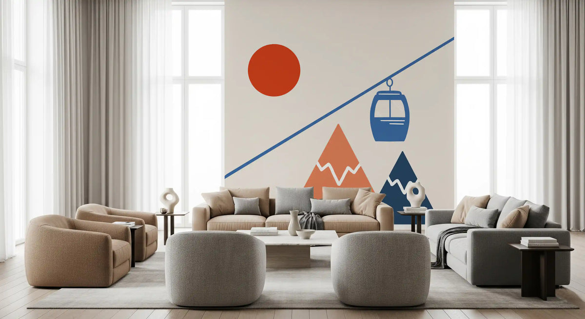 Papier peint mural représentant une scène abstraite d’aventure alpine