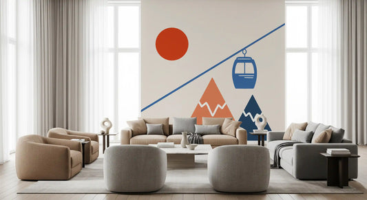 Papier peint mural représentant une scène abstraite d’aventure alpine