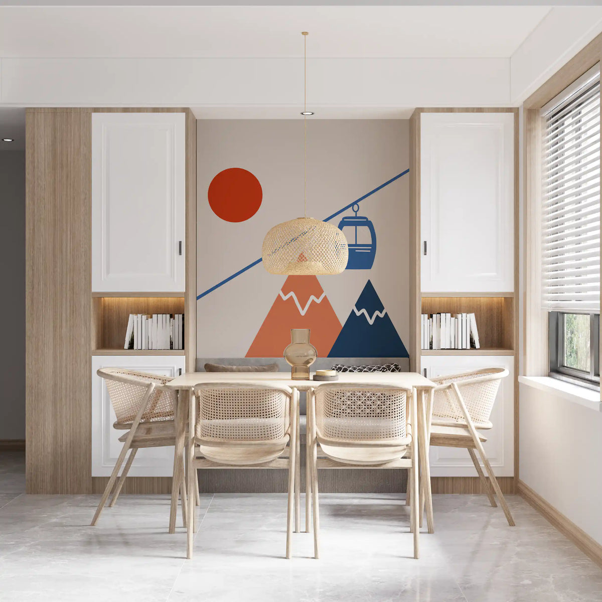 Papier peint mural représentant une scène abstraite d’aventure alpine