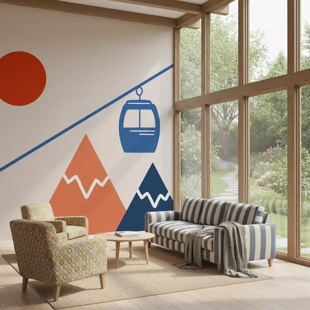 Papier peint mural représentant une scène abstraite d’aventure alpine