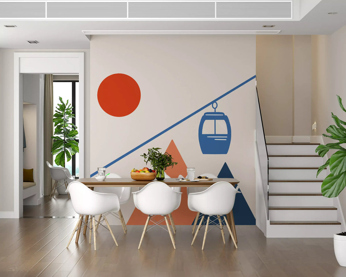 Papier peint mural représentant une scène abstraite d’aventure alpine
