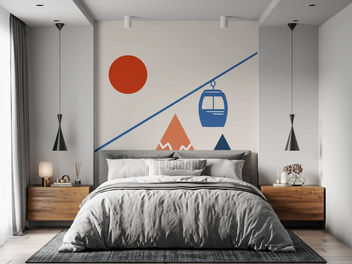 Papier peint mural représentant une scène abstraite d’aventure alpine
