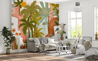 Papier peint panoramique mural Oasis de palmiers méditerranéenne