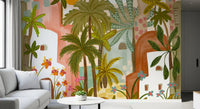 Papier peint panoramique mural Oasis de palmiers méditerranéenne